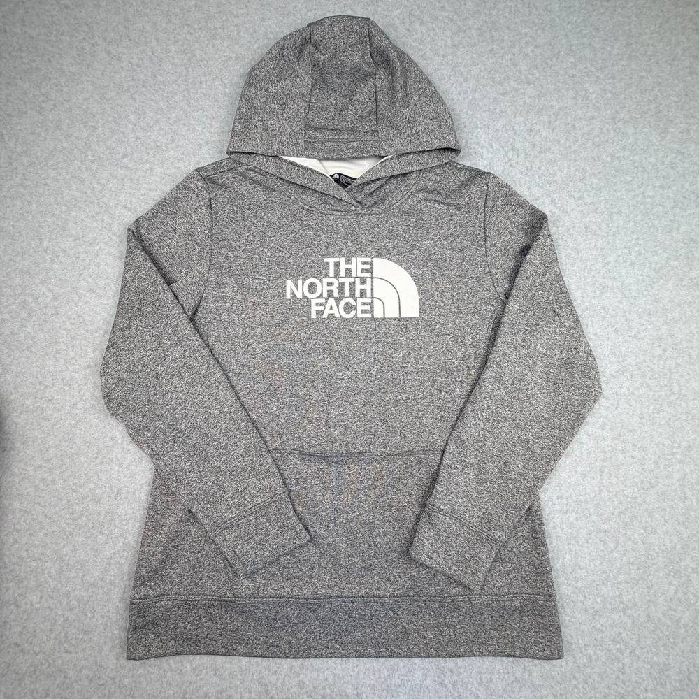 The North Face Womens Grey Heather Pullover Hoodie Logo Sweatshirt XL